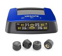 VESAFE Wireless tire Pressure Monitoring System, TPMS, with Solar Charger, Different high/Low Pressure Limits for Two axles, auto Sleep Mode, only Work with Cars, not Work with Camping Vehicles