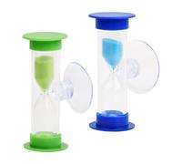 Vesaneae 2 Pieces Hourglass with Suction Cup,3 Minutes Countdown Hourglass Timer for Kids,Creative Plastic Sand Timer,For Games,Cooking,Tooth Brushing Time Countdown Calculation Blue Green
