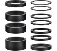 Vesavifaka 12PCS Bike Carbon Fiber Headset Spacers, Matte Finish, Fits 1-1/8 Inch Stem for MTB, Mountain Road Bicycle Handlebar Stems, (15/10/5/3/2/1mm) 6 Sizes