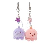 Vesavifaka 2Pcs Plush Octopus Keychain - Kawaii Adorable Tiny Ocean Theme Bag Charm Starfish Decor Included for Women, Cute Schoolbag Pendant Purse Car Accessories for Gift