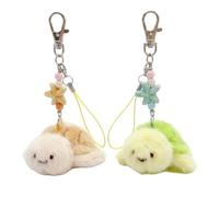 Vesavifaka 2Pcs Plush Turtle Keychain - Kawaii Adorable Tiny Ocean Theme Bag Charm Starfish Decor Included for Women, Cute Schoolbag Pendant Purse Car Accessories for Gift