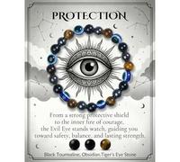 Vesavifaka Armband Perlen, Schutz Armband, Kraft Kristall Perlenarmband 8MM - Spiritueller Stretch Schmuck Schwarzer Turmalin für Frauen Männer Geschenk, Glücksbringer Talisman Yoga Edelsteinarmband