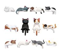 Vesavifaka Auto Deko Innenraum, 12 Stück Mini Katzen Figuren, Niedliche Auto-Dashboard-Accessoires, Rückspiegel-Geschenke, Lustige Monitor-Dekorationen für Frauen, Mädchen