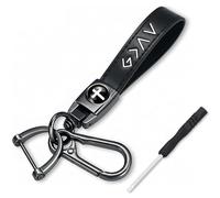 Vesavifaka Christian Keychain for Men - God Is Greater Leather Cross Key Ring, Key Chain Gifts for Christians, Car Keyring
