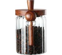 Vesavifaka Coffee Canister, Coffee Container with Wooden Spoon and Lid, Ribbed Design, Airtight Storage Jar for Coffee Beans/Coffee Grounds/Sugar/Salt/Loose Leaf Tea, 20 Oz