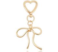Vesavifaka Cute Bow Keychain Elegant Bow Bag Charm Gold Keyring Heart Keychain for Women Keys Bag Purse Decor Bag Charms for Womens Handbags