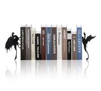 Vesavifaka Dragon Metal Bookends Set of 2 Styles Gothic Book Ends for Shelves Decorative Bookshelf Home Office Desk Bookshelf Decor Gift for Dragon Lovers and Reading Enthusiasts