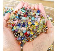 Vesavifaka Half Pound Assorted Glass Beads Bracelet Making Kit, 2-16mm Colorful Crystal Beads for ewelry Making, Crafts, DIY Art, Bulk Jewelry Making Supplies