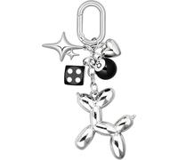 Vesavifaka Silver Balloon Dog Keychain Silver Bag Charm Cute Y2K Keychain 8 Ball Dice Charm for Women Girls Aesthetic Charms Backpack Bag Purse Handbag Accessories