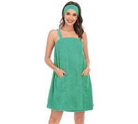 Veseacky Women’S Spa Body Wrap for Shower and Bath with Pockets, Fast Dry and Absorbing (XXL,Green)