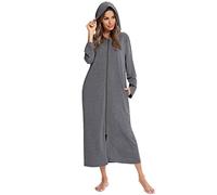 Veseacky Women's Hooded Zipper Robe with Pocket XXL, Dark Gray.…