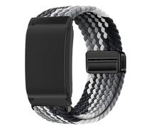 VESECCON Woven Nylon Strap with Full Coverage Case for Whoop 5.0/4.0, Matte Finish Enclosure and Magnetic Clasp, Breathable Sport Band Replacement Kit (Black white)