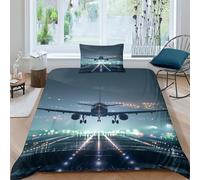 VesFy Duvet Cover 3D Printed Bedding Cool Airplane Comforter Cover Set Size Soft Microfibre Set Aeroplanes Quilt Cover 2Pcs Closure For Boys Girl Teenagers Single（135x200cm）