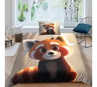 VesFy Red Panda Duvet Cover Set for Kids Boys Girl 3D Print Animal Comforter Cover Bedding Set Zipper Quilt Cover Microfiber Pillowcases Bedroom Decor 2Pcs Bedclothes Single（135x200cm）