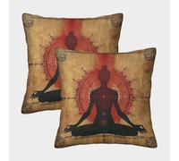 VesFy Yoga Throw Pillow Case Sofa Decor Home Cushion Cases Pattern Sit in Meditation Pillow Covers Set of 2 for Sofa Bed Chair 50x50cm