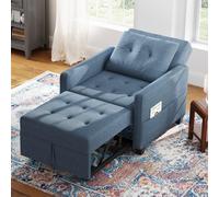 Vesgantti 3 in 1 Convertible Sofa Bed with Adjustable Backrest, Fabric Single Sleeper Chair with Side Pockets, Foldable Pull Out Bed for Living Room