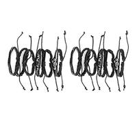 VESHENVEN 12Pcs Hand - Woven Bracelets, Vintage Adjustable Multilayer Split Leather Wrist Bands with Braided Design for Men Women, Boho Stackable Bracelet Set for Daily Wear and