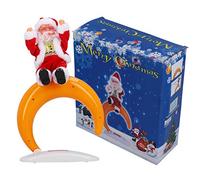 VESHENVEN Electric Dancing Santa Claus Doll, Christmas Xmas Ornament with Moon Base, Singing and Dancing Holiday Decoration for Kids Over 3 Years Old, Battery Operated Tabletop