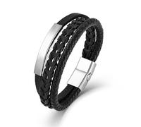 Veshon Men's Multilayer Leather Bracelet - 8.3" Braided Bracelet for Men with Alloy Clasp, Great Cuff Jewelry Gift for Men, Classic Brown & Black, 8.3in(21cm), Leather, no gemstone