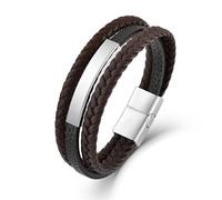 Veshon Men's Multilayer Leather Bracelet - 8.3" Braided Bracelet for Men with Alloy Clasp, Great Cuff Jewelry Gift for Men, Classic Brown & Black, 8.3in(21cm), Leather, no gemstone