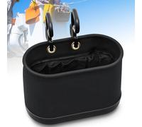 Vesici 1 Set Canvas Bucket Bag Including Hooks Aerial Oval Tool Bucket with Black Polypropylene Bottom 15 Pockets Lineman Tool Bag Organizer for Industrial Maintenance Construction Sites (Black)