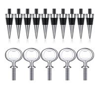 Vesici 10 Pcs Metal Wine Stopper and 5 Pcs Opener Insert Kit, Silver