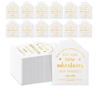 Vesici 100 Pcs Housewarming Party Decorations Napkins for New Home 3-Ply Paper Napkin in White and Gold Foil Sweet Home Gift for Housewarming Party Favors Open House Real Estate Gifts