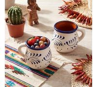 Vesici 2 Pack Mexican Clay Mugs Hand Painted Mexican Pottery Mugs Mexica Coffee Cups Pottery Fiesta De Barro Mexicanos Coffee Mug Gifts for Birthday Graduation Wedding Holiday Parties(Talavera)