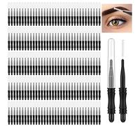 Vesici 200 Pcs Micro Eyebrow Brush with Cap, Multifunctional Brow Lamination Brush Eyelash Comb Lash Eyebrow Spoolie Lash Lift Mascara Tools for Eyelashes Extensions and Eyebrows(Black)