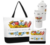 Vesici 3 Pcs Housekeeping W ppreciation Gift Set Stainless Steel 17 oz Coffee Mug Canvas Housekeeper Tote Bag Makeup Pouch Custodian Thank You Gift for Housekeeping W leaner Volunteer Staff