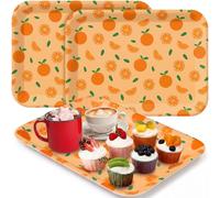 Vesici 3 Pcs Little Cutie Serving Trays 13 x 10 Inch Orange Fruit Melamine Platters Reusable Rectangular Serving Dishes for Party Summer Birthday Baby Shower Sharing Snacks Fruit Dessert Candy