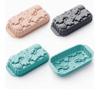 Vesici 3 Pcs Silicone Loaf Pan Pumpkin and Maple Leaf Patterns for Fall Harvest Thanksgiving Holiday 6 Cups Bread Baking Mold Non Stick Oven Microwave Safe, Nordic Gray Blue Pink Colors