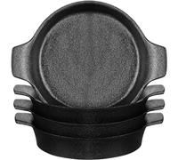 Vesici 4 Pcs Mini Skillets for Cookies Cast Iron Ramekins 7.2x5.5x1.18 Small Cast Iron Pan,Mini Casserole Dish Bakeware Bowl for Serving Cookware Home Restaurant Kitchen