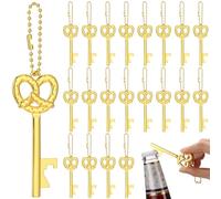 Vesici 40 Pcs Oktoberfest Party Favors Pretzel Bottle Opener Keychain Oktoberfest Accessories for Men Women German Theme Bavarian Beer Festival Party Supplies (Gold)