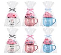 Vesici 6 Set Nurse Appreciation Gift Bulk 12 oz Ceramic Coffee Mug Cups with Funny Socks Bow Ribbons Clear Bags for Nurse W ift Medical Retirement Graduation Appreciation Present for Women Men