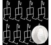 Vesici 8 Pcs Tea Cup and Saucer Display Stand Metal China Teacup Holder Rack Saucer Organizer Coffee Mug Hanger Stand Tray for Afternoon Tea Party Cabinet Counter Bar(6.22 x 2.44 Inch,White)