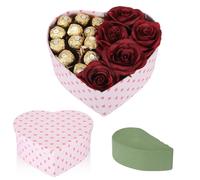 Vesici Heart Shaped Floral Gift Box with Lid 9.8 x 9 x 5 Inches DIY Flower Arrangement Kit Includes Floral Foam Raffia Cellophane & Card for Birthdays Weddings Proposals Valentine's Day