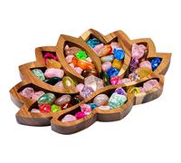 Vesici Lotus Crystal Tray for Stones Crystals and Healing Stones Flower Wooden Crystal Storage Holder Tray Lotus Shape Decorative Jewelry Display Trays Organizer Bowl Decor(Classic)