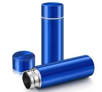 Vesici Mini Water Bottles 4.4 oz Cute Small Insulated Stainless Steel Purse Water Bottles Pocket Slim Flask Keeps Drink Cold and Hot for Women Lunch Bag Coffee (Blue,2 Pack)