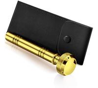 Vesici Pocket Holy Water Sprinkler Aspergillum with Leather Case, Gold | Stainless Steel Religious Dispenser, 5 Inch Portable Aspergillum, Christian Ceremony Use, Leather Pouch Included