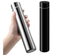 Vesici Slim Water Bottle 8.8 oz Small Stainless Steel Purse Compact Water Bottle Camping Travel Insulated Water Bottles Backpack Pocket Water Flask for Car Cold Coffee Tea(Silver, Black,2 Pack)