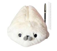 Vesidoloy Animal Pencil Case Large Capacity Seal Shape Plush Zipper Box