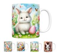 Vesidoloy Easter Bunny Mugs, Easter Bunny Coffee Mug, 350ml Colorful Holiday Funny Ceramic Mugs, Easter Party Cups for Home School Table Centerpieces
