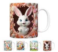 Vesidoloy Easter Bunny Mugs, Easter Bunny Coffee Mug, 350ml Colorful Holiday Funny Ceramic Mugs, Easter Party Cups for Home School Table Centerpieces