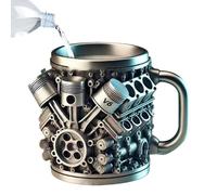 Vesidoloy Engines Stainless Steel Cup V8 & V6, V Engines Stainless Steel Coffee Mug, Funny Car En-gines Mug, Creative Car En-gine Design Gift for Enthusiasts and Racing Fans