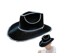 Vesidoloy Light Up Cowboy Hat, Led Cowboy Hats For Adults, Battery Operated, Party Headwear Cow Boy Hat, Glow In The Dark, Disco Western Costume Accessories