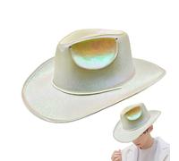 Vesidoloy Light Up Cowboy Hat, Led Cowboy Hats For Adults, Battery Operated, Party Headwear Cow Boy Hat, Glow In The Dark, Disco Western Costume Accessories