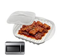 Vesidoloy Microwave Bacon Tray - with Lid Non-Sticky Dishes, Microwave Bacon Cooker Tray Plate, for Pizza Meat Hot Dogs Sausage Tacos Meal Prep Home Kitchen