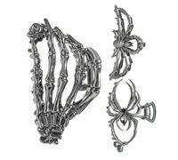 Vesidoloy Spooky Hair Clips - Creative Goth Metal Claw Clamp | Women Skeleton Spider Hair Accessory for Girls Cosplay Home School Fall Outdoor Halloween Party Stage Performance