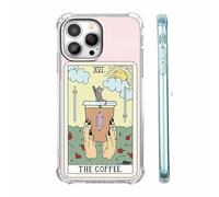 Vesidurt Coffee Tarot Card Cup Sun Floral Cat Pattern Case for iPhone 15 Pro,Unique Trendy Soft TPU Phone Protective Cover,ip15pro